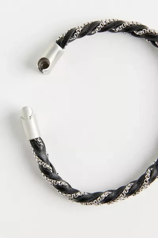 Braided Leather & Stainless Steel Bracelet