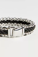 Leather & Stainless Steel Chain Bracelet