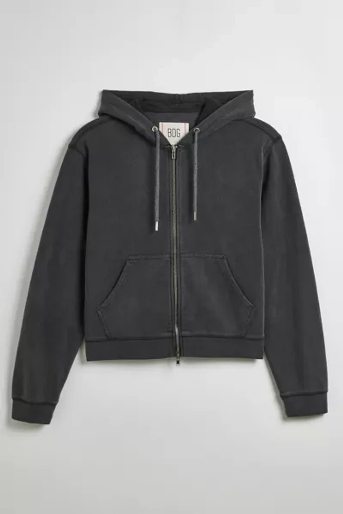 BDG Bonfire Cropped Full Zip Hoodie Sweatshirt