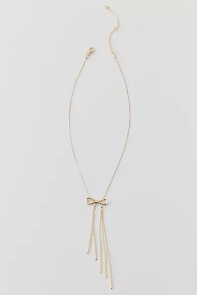 Delicate Fringe Bow Necklace