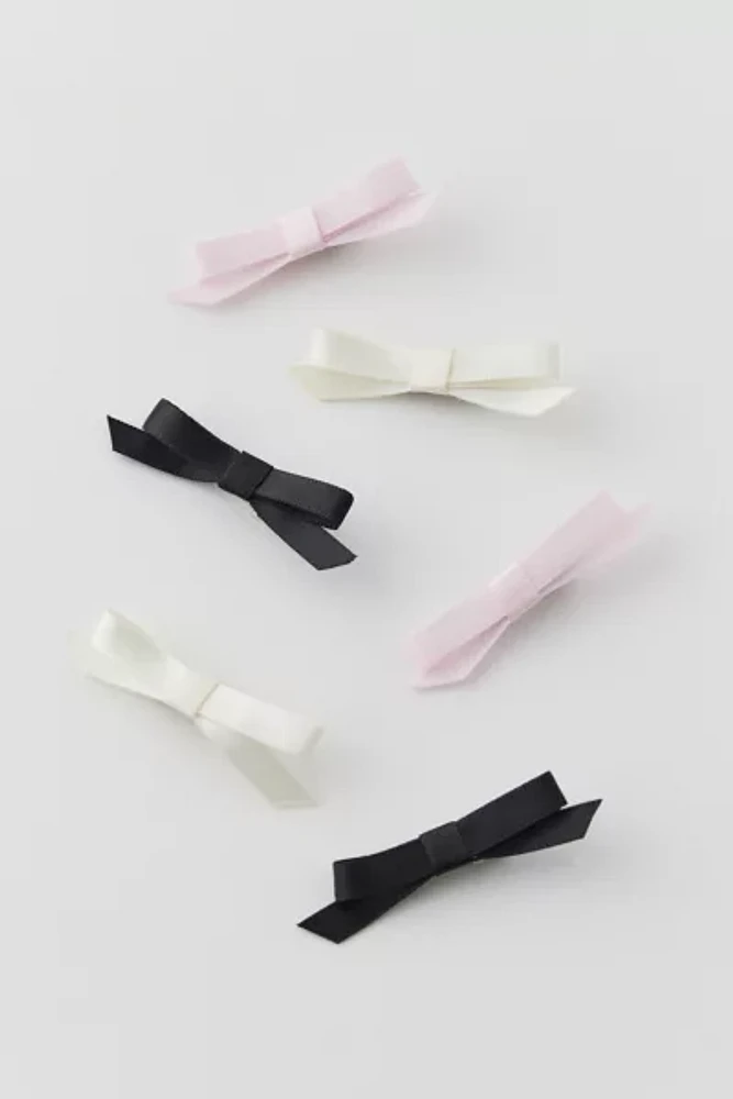 Mini Satin Hair Bow Clip Set