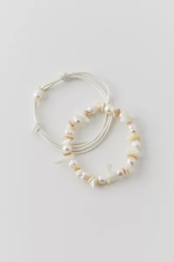 Stone And Pearl Bracelet Set