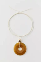 Round Pendant Corded Wrap Necklace