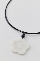 Hibiscus Flower Corded Wrap Necklace