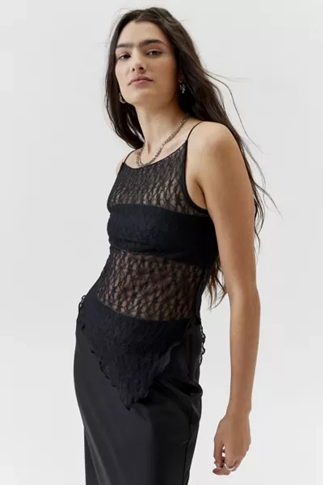 Urban Renewal Remnants Lace Longline Asymmetrical Tank Top