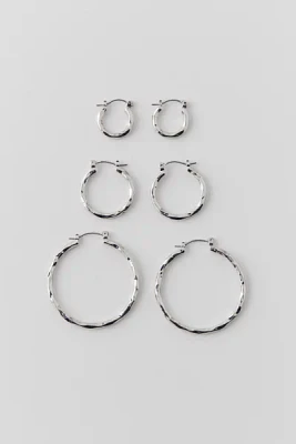 Hammered Hoop Earring Set