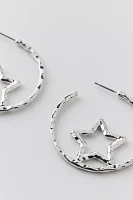 Hammered Star Statement Hoop Earring