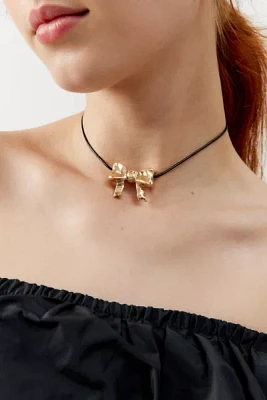 Hammered Bow Corded Necklace