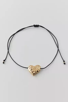 Hammered Heart Corded Necklace