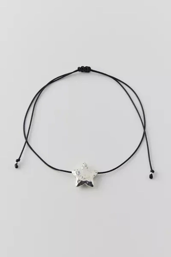 Hammered Star Corded Necklace