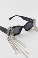 Rhinestone Fringe Rectangle Sunglasses