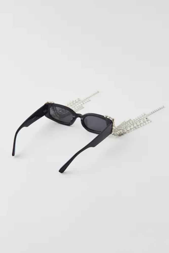 Rhinestone Fringe Rectangle Sunglasses