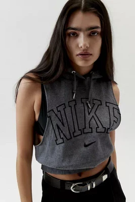 Urban Renewal Remade Sleeveless Cropped Branded Hoodie Sweatshirt