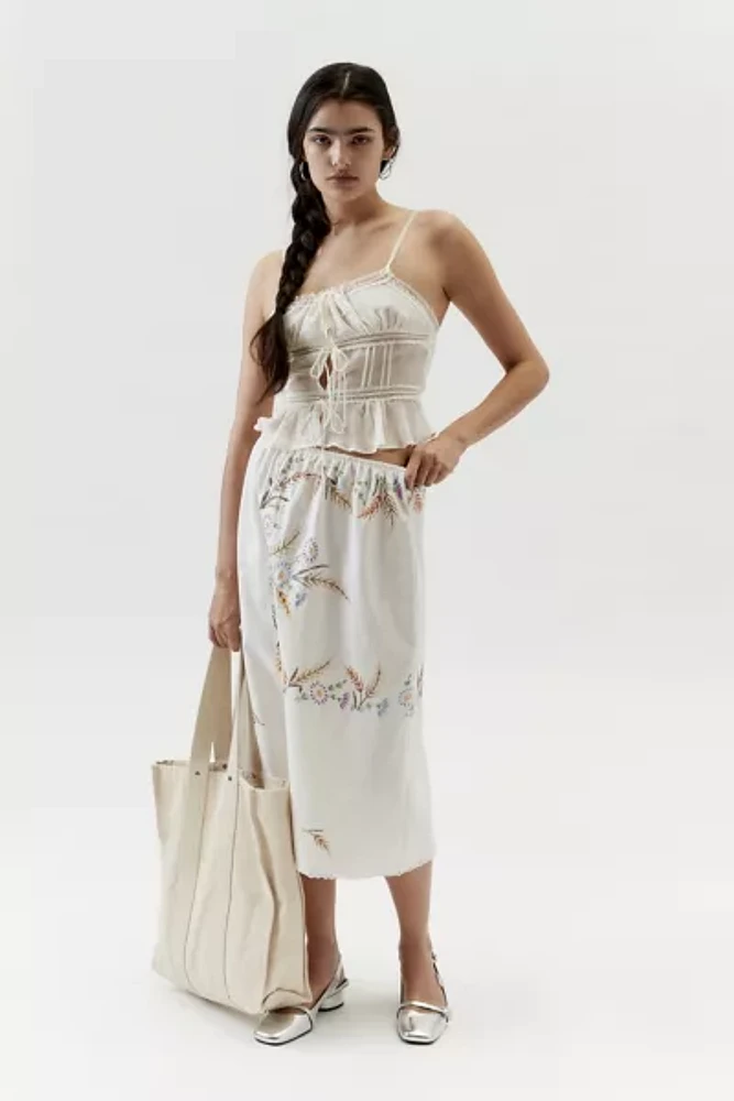 Urban Renewal Remade Embroidered Midi Skirt