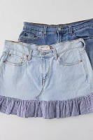 Urban Renewal Remade Checkered Ruffle Denim Mini Skirt