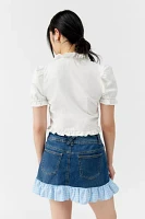 Urban Renewal Remade Checkered Ruffle Denim Mini Skirt