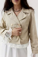 Urban Renewal Remade Cropped Lace Trim Trench Coat