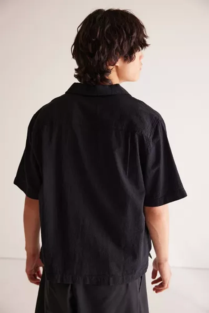 Standard Cloth Liam Seersucker Cropped Short Sleeve Shirt