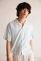 Standard Cloth Liam Seersucker Cropped Short Sleeve Shirt