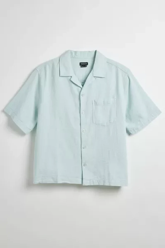 Standard Cloth Liam Seersucker Cropped Short Sleeve Shirt