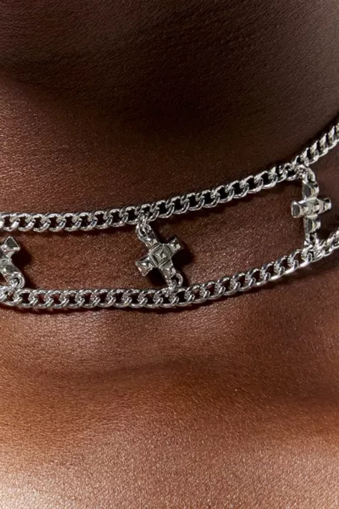 Silence + Noise Cross Choker Necklace