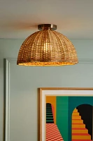 Pierce Rattan Flush Mount Light