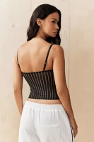 Out From Under Pinstripe Mesh Corset