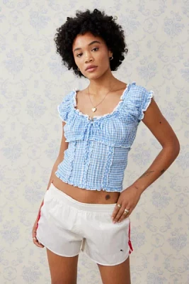 Kimchi Blue Nadia Gingham Shirred Blouse