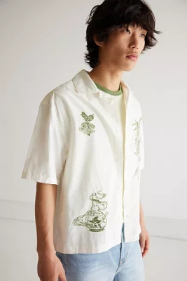 BDG Reefer Fairy Embroidered Short Sleeve Button-Down Shirt