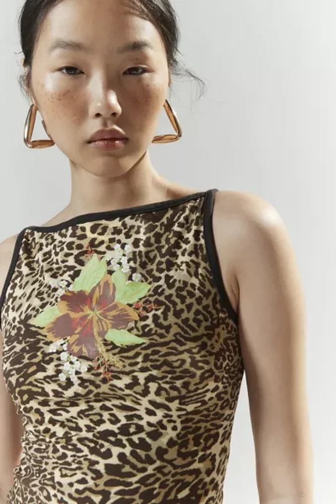 Silence + Noise Leopard Print Boatneck Cami