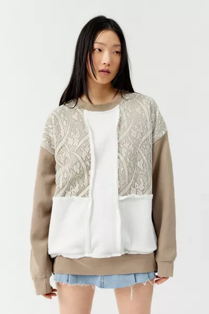Urban Renewal Remade Lace & Thermal Sweatshirt