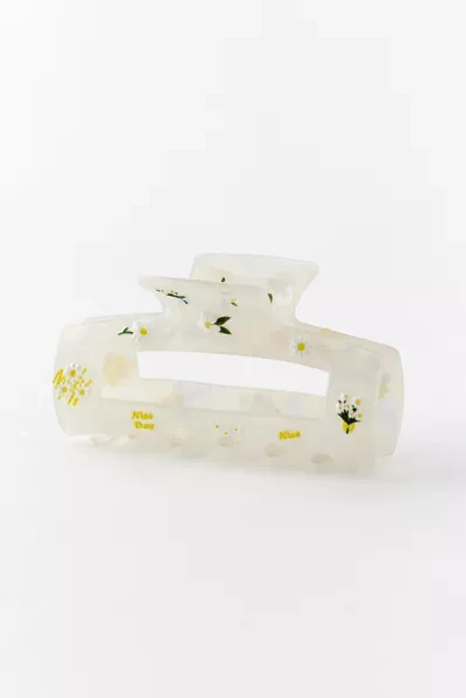 Floral Open Rectangle Claw Clip
