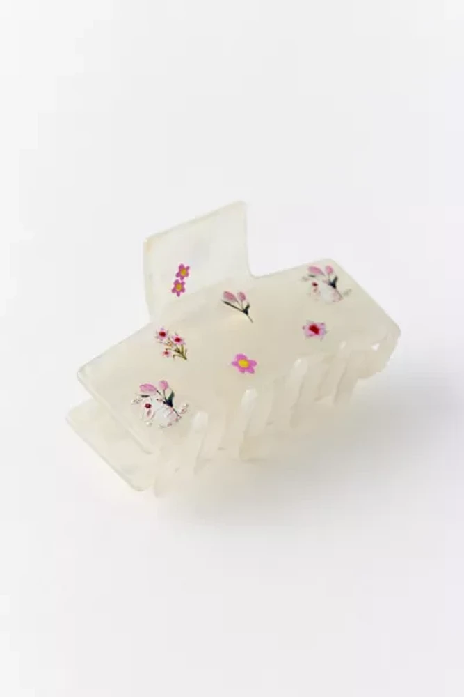 Floral Rectangle Claw Clip