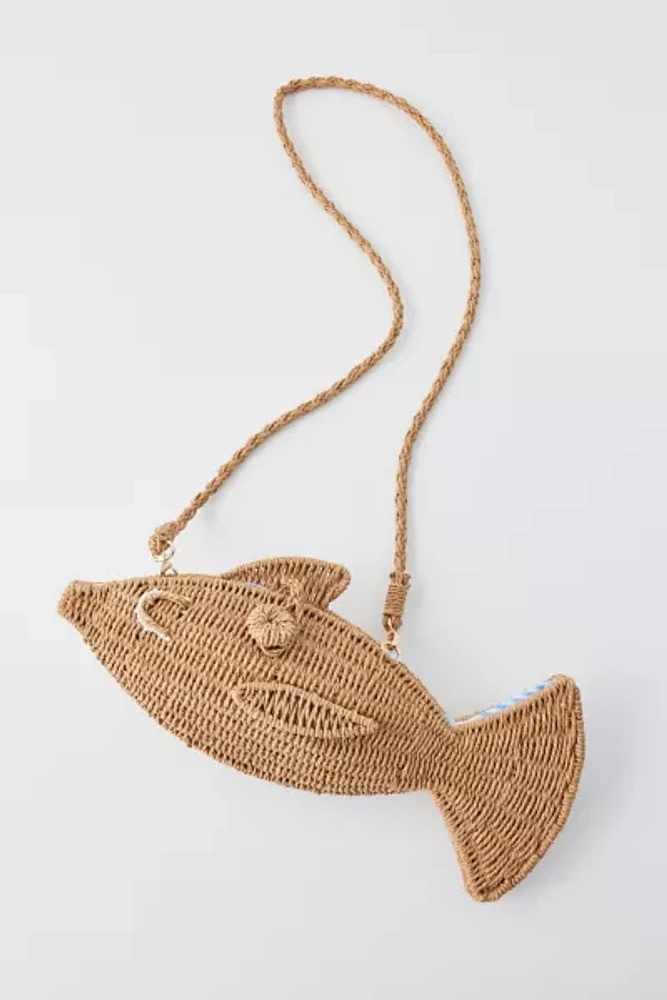 Kimchi Blue Fish Woven Straw Baguette Bag