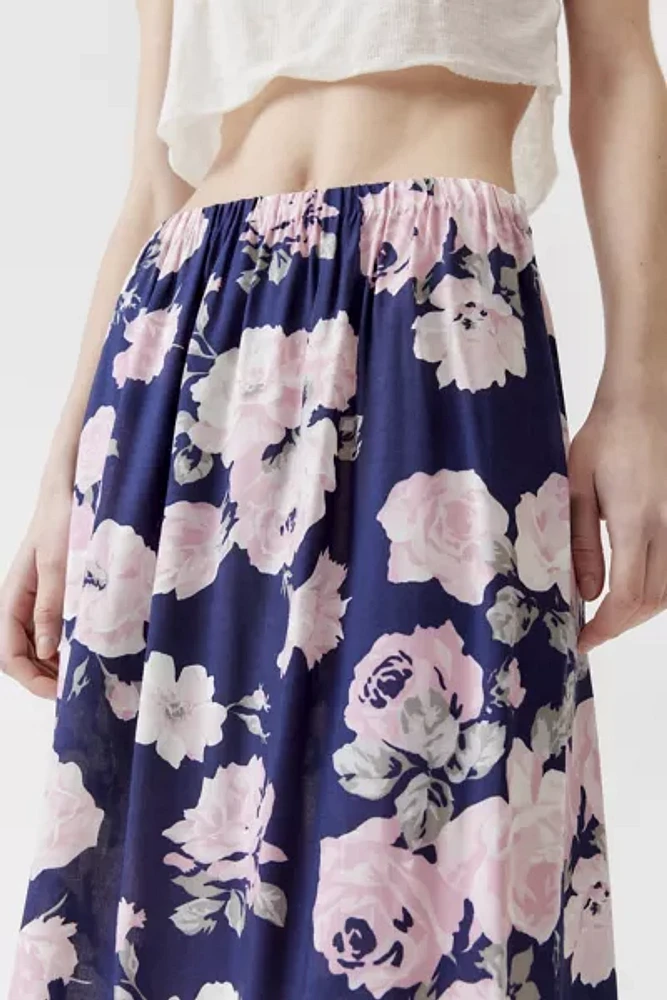 Urban Renewal Remade Floral Spliced Ruffle Hem Maxi Skirt