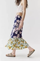 Urban Renewal Remade Floral Spliced Ruffle Hem Maxi Skirt