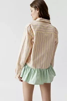 Urban Renewal Remade Stripe Ruffle Hem Button-Down Shirt