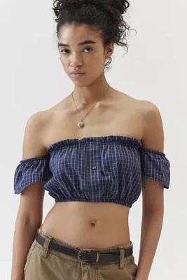 Urban Renewal Remade Checkered Off-The-Shoulder Cropped Top