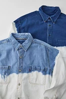 Urban Renewal Remade Bleach Dip Cropped Chambray Button-Down Shirt