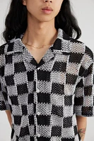 UO Checkerboard Lace Short Sleeve Shirt