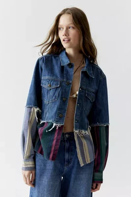 Urban Renewal Remade Stripe Spliced Denim Jacket