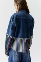 Urban Renewal Remade Stripe Spliced Denim Jacket