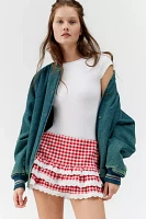 Urban Renewal Remnants Gingham Ruffle Lace Trim Mini Skirt