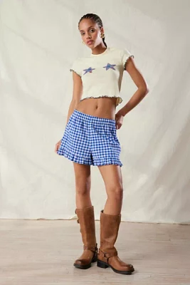 Urban Renewal Remnants Gingham Ruffle Pull-On Short