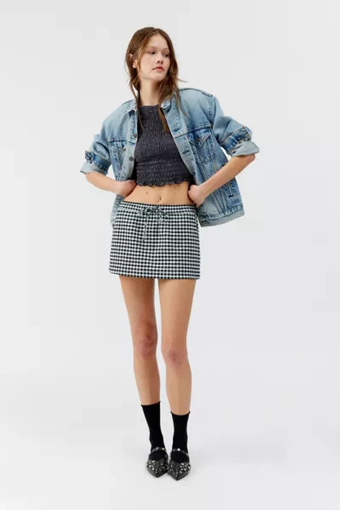 Urban Renewal Remnants Gingham Drawstring Mini Skirt