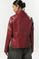 Silence + Noise Fallon Snake Embossed Faux Leather Jacket