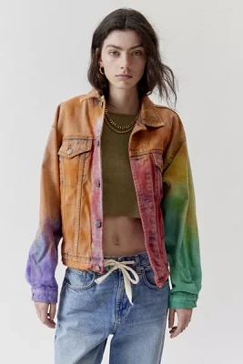 Urban Renewal Remade Rainbow Dye Denim Jacket