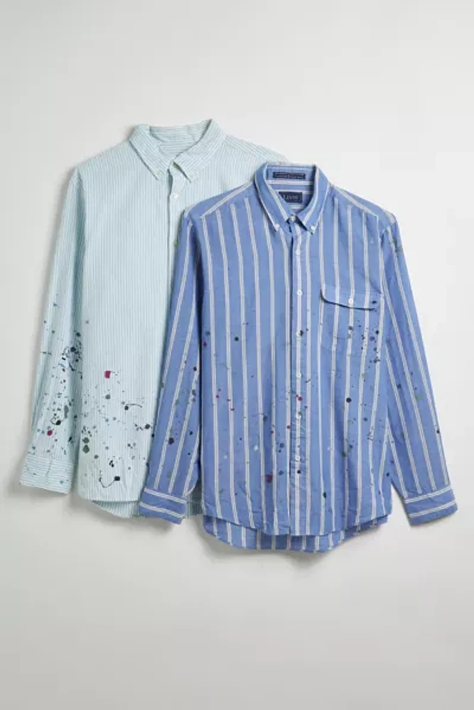 Urban Renewal Remade Paint Splatter Striped Button-Down Shirt