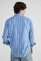 Urban Renewal Remade Paint Splatter Striped Button-Down Shirt