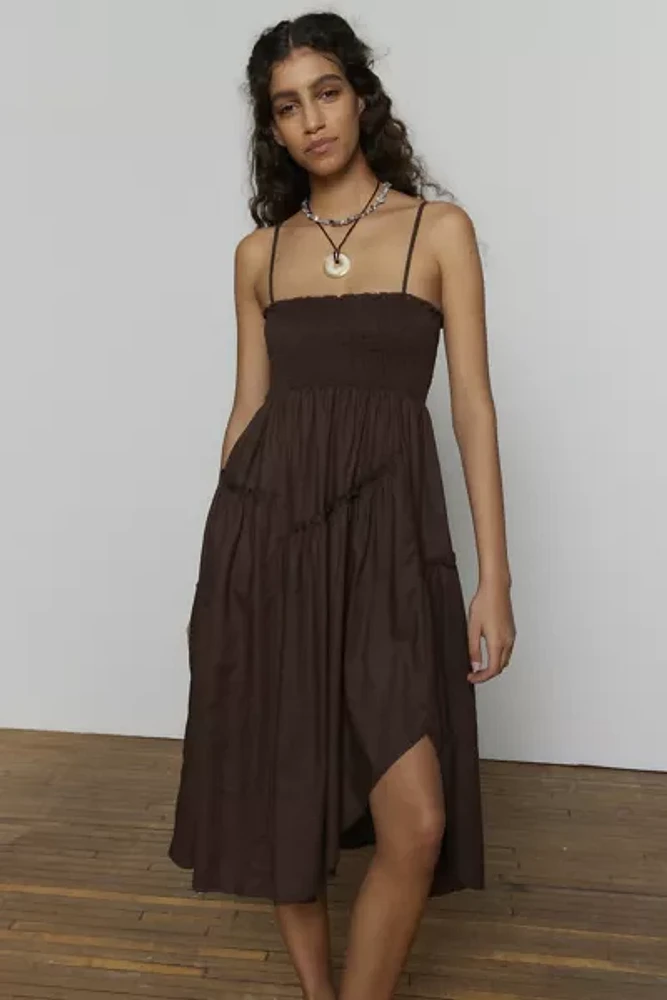 Urban Renewal EcoVero™️ Linen Asymmetrical Smocked Midi Dress